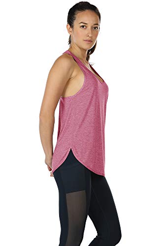 icyzone Camiseta sin Mangas de Fitness para Mujer Racerback Chaleco Deportivo, Pack de 2 (S, Carboncillo/Rosado)