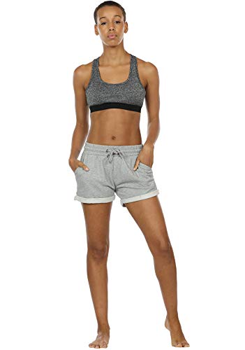 icyzone Pantalón Corto Verano con cordón Ajustable con Bolsillo Lateral para Mujer para Correr Gimnasio Entrenamiento -M-