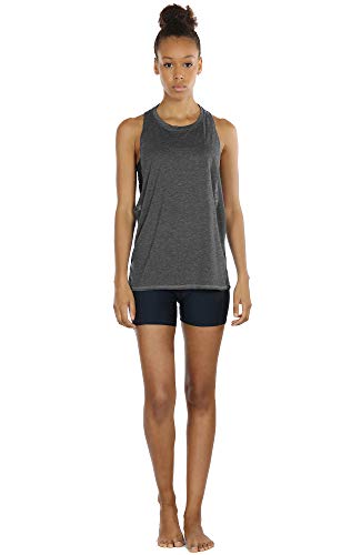 icyzone Sueltas y Ocio Camiseta de Fitness Deportiva de Tirantes para Mujer, Pack de 3 (S, Carboncillo/Borgoña/Menta)