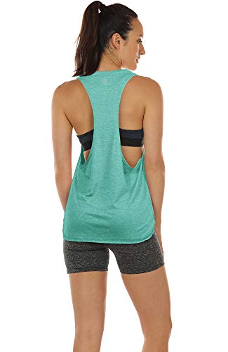 icyzone Sueltas y Ocio Camiseta de Fitness Deportiva de Tirantes para Mujer, Pack de 3 (S, Carboncillo/Borgoña/Menta)