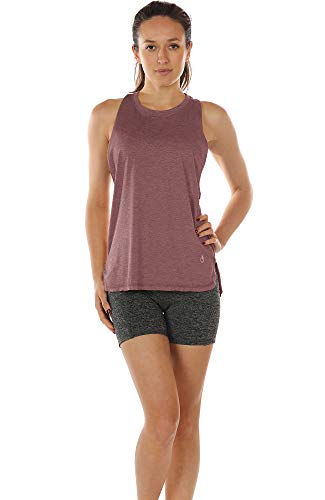 icyzone Sueltas y Ocio Camiseta de Fitness Deportiva de Tirantes para Mujer, Pack de 3 (S, Carboncillo/Borgoña/Menta)