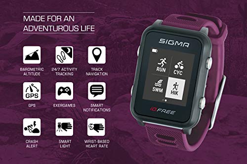 iD.FREE reloj multideportivo con GPS para el aire libre y navegación, notificaciones inteligentes, Geocaching, medición de pulso en la muñeca, a prueba de agua, incl. soporte para bicicleta