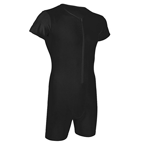 iiniim Maillot Hombre Leotardo Deportivo Mangas Cortass Mono Liso de Gimnasia Body Color sólido Ropa Interior Deportiva para Hombre Negro M