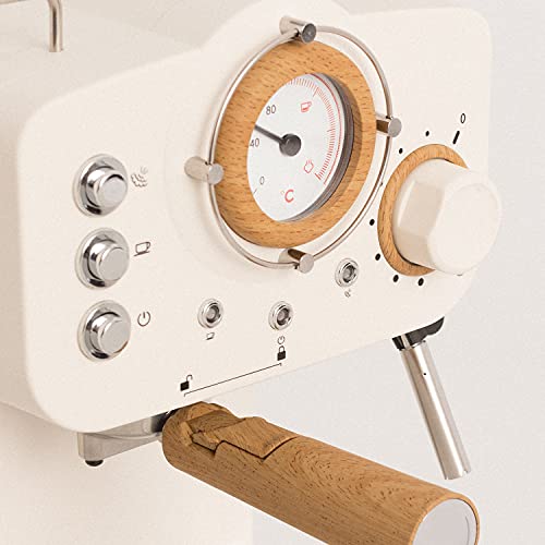 IKOHS THERA Retro - Cafetera Express para Espresso y Cappucino, 1100W, 15 Bares, Vaporizador Orientable, capacidad 1.25l, Café Molido y Monodosis, Con Doble Salida (Amarillo Mate)