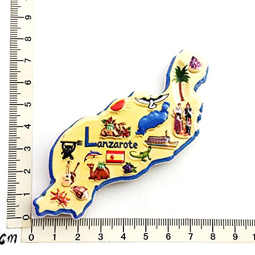 Imán para nevera con mapas de España de Lanzarote, regalo de cumpleaños, recuerdo de cumpleaños, decoración del hogar y la cocina, imán magnético para nevera