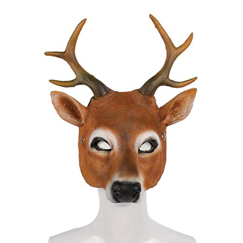 IMIKEYA Máscaras de Reno de Halloween Máscaras de Animales de Dibujos Animados Máscaras de Cabeza de Disfraz de Halloween Accesorios de Navidad para Hombres Y Mujeres