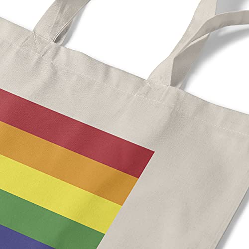 Imprenta2 - Bolsa de Tela Rainbow LGTBQI+ - Tote Bag - Color Beige - 37 x 40,5 cm - Asas de 70 cm - Impresión Directa a Prenda (DTG)