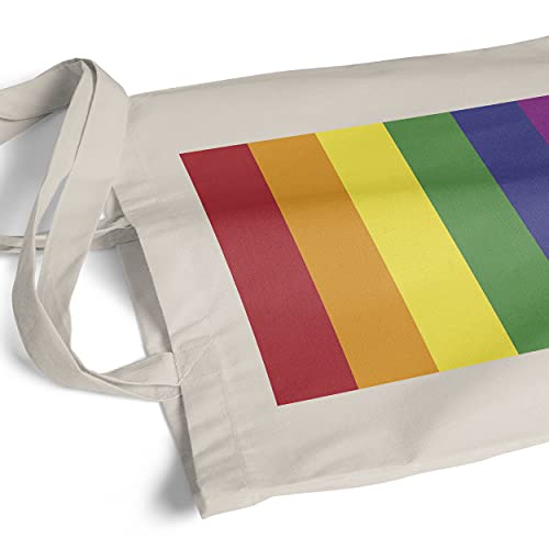 Imprenta2 - Bolsa de Tela Rainbow LGTBQI+ - Tote Bag - Color Beige - 37 x 40,5 cm - Asas de 70 cm - Impresión Directa a Prenda (DTG)