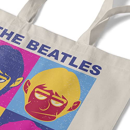 Imprenta2 - Bolsa de Tela The Beatles - Tote Bag - Color Beige - 37 x 40,5 cm - Asas de 70 cm - Impresión Directa a Prenda (DTG) - Unisex