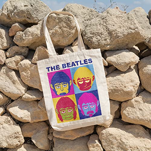 Imprenta2 - Bolsa de Tela The Beatles - Tote Bag - Color Beige - 37 x 40,5 cm - Asas de 70 cm - Impresión Directa a Prenda (DTG) - Unisex