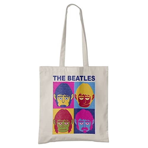 Imprenta2 - Bolsa de Tela The Beatles - Tote Bag - Color Beige - 37 x 40,5 cm - Asas de 70 cm - Impresión Directa a Prenda (DTG) - Unisex