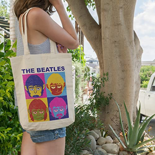 Imprenta2 - Bolsa de Tela The Beatles - Tote Bag - Color Beige - 37 x 40,5 cm - Asas de 70 cm - Impresión Directa a Prenda (DTG) - Unisex