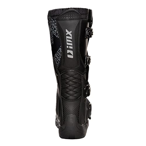 iMX Racing X-TWO Botas de moto Motocross Enduro Negro Certificación CE Sujetadores de cuatro etapas Microfibra para un mejor manejo de las cubiertas de la motocicleta TPU y TPR