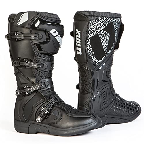 iMX Racing X-TWO Botas de moto Motocross Enduro Negro Certificación CE Sujetadores de cuatro etapas Microfibra para un mejor manejo de las cubiertas de la motocicleta TPU y TPR