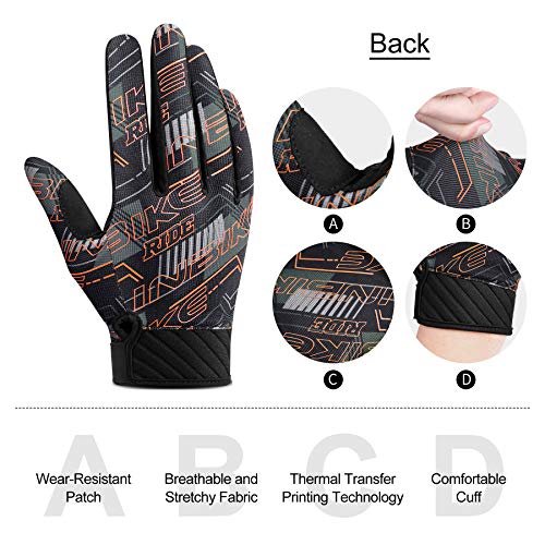 INBIKE Guantes Bicicleta Montaña Largos MTB Deportivos Ciclismo Hombre Adulto Carretera Trekking Táctil Bici Invierno Verano Trabajo Telefono Móvil Naranja XL