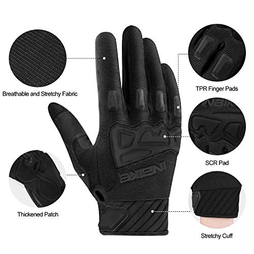 INBIKE Guantes Ciclismo Hombre Largo Guantes Bicicleta Carretera Pantalla Táctil Acolchado Antideslizante, Unisex Adulto(Negro-M)