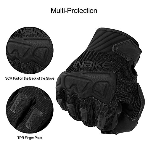 INBIKE Guantes Ciclismo Hombre Largo Guantes Bicicleta Carretera Pantalla Táctil Acolchado Antideslizante, Unisex Adulto(Negro-M)