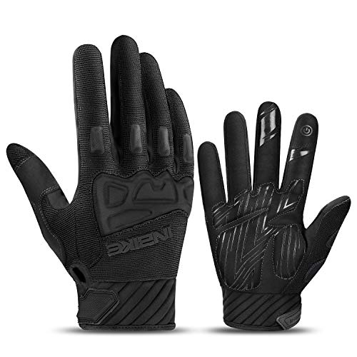 INBIKE Guantes Ciclismo Hombre Largo Guantes Bicicleta Carretera Pantalla Táctil Acolchado Antideslizante, Unisex Adulto(Negro-M)