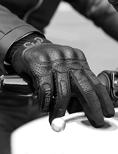 INBIKE Guantes con La Función De Pantalla Táctil para Moto, Guantes Moto Verano Transpirable para Hombre(IM801-Black,L)