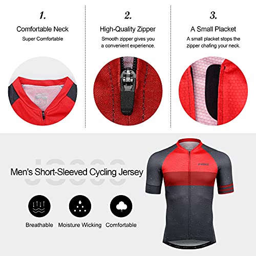 INBIKE Maillot Ciclismo Hombre Bicicleta Ropa Verano Bici Ciclista Camiseta Manga Corta Sin Mangas Mallot Bici MTB Transpirable (Rojo, XL)