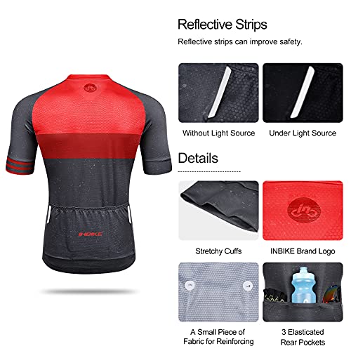 INBIKE Maillot Ciclismo Hombre Bicicleta Ropa Verano Bici Ciclista Camiseta Manga Corta Sin Mangas Mallot Bici MTB Transpirable (Rojo, XL)