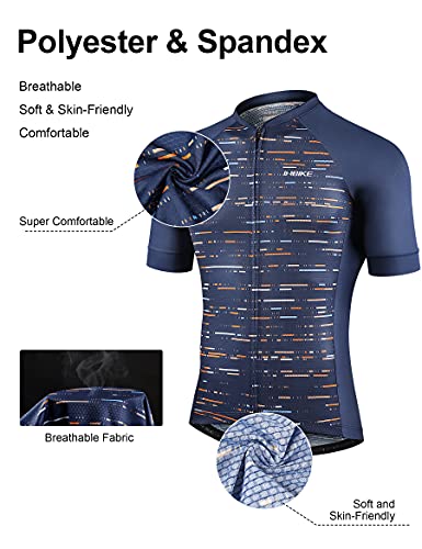 INBIKE Maillot Ciclismo Hombre Verano Equipación Ropa Bicicleta Montaña Camisetas MTB Transpirable con Bosillos Traje de Ciclista Azul L