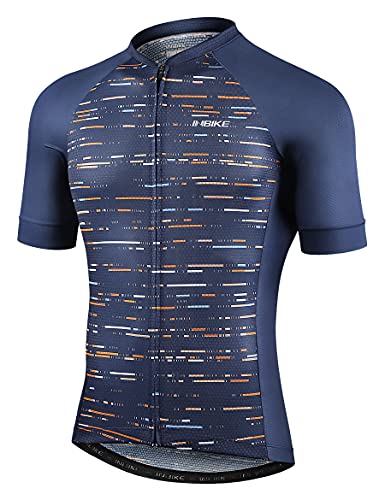 INBIKE Maillot Ciclismo Hombre Verano Equipación Ropa Bicicleta Montaña Camisetas MTB Transpirable con Bosillos Traje de Ciclista Azul L