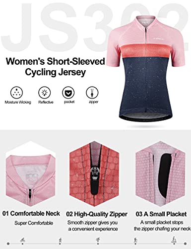 INBIKE Maillot de Ciclismo Deportivo para Mujer Verano Secado Rápido Bicicleta Carretera Rosa, M