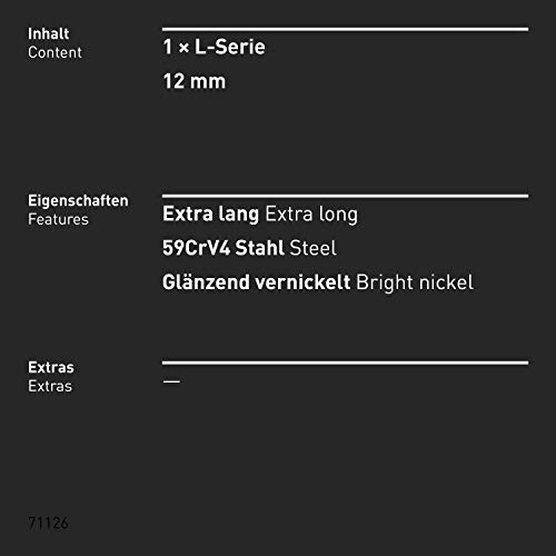 INBUS® 71126 Llave hexagonal (Extralargas) 12mm — Made in Germany