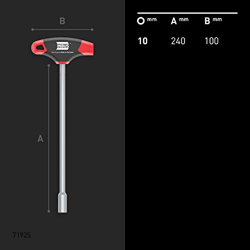 INBUS® 71925 Llave de vaso con mango en T 10mm, with HybridTouch — Made in Germany
