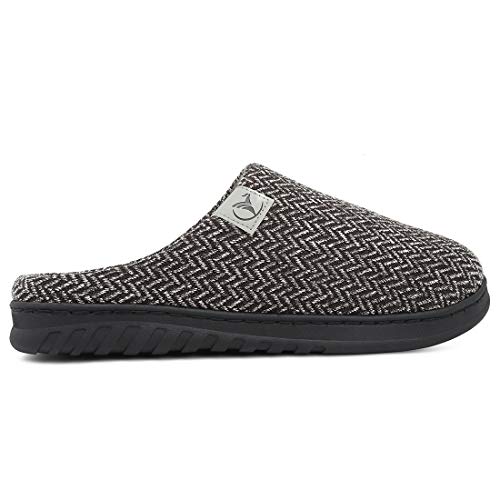 incarpo Zapatillas Casa Hombre Antideslizante de Interior y Exterior Pantuflas Vellón de Coral Cálido y Confortable Zapatillas,Negro,42/43 EU