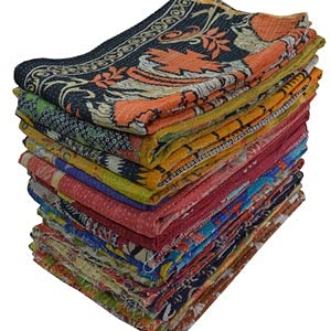 Indian-Shoppers Venta al por mayor lote vintage kantha tiro indio edredón hecho a mano patchwork ropa de cama manta reversible hecho a mano acolchado algodón Ralli decoración