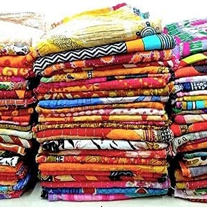 Indian-Shoppers Venta al por mayor lote vintage kantha tiro indio edredón hecho a mano patchwork ropa de cama manta reversible hecho a mano acolchado algodón Ralli decoración