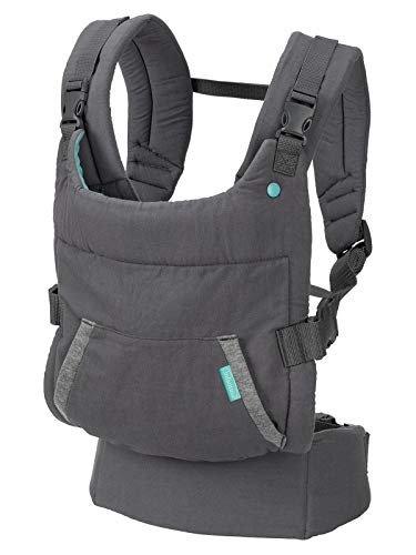 INFANTINO Cuddle Up Ergonomic Hoodie - Carrier, Grey With Multi Coloured Hood