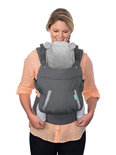 INFANTINO Cuddle Up Ergonomic Hoodie - Carrier, Grey With Multi Coloured Hood