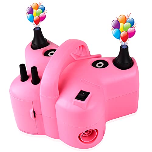 Inflador Eléctrico de Globos, Bomba de Aire Eléctrica 2 in 1 Inflado/Desinflado, Inflador Eléctrico con 5 Boquillas para Piscina, Anillo de Natación, colchón de Aire(600W, 220V)