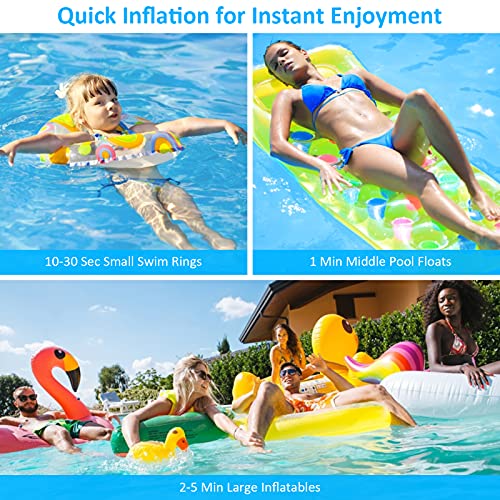 Inflador Electrico Inflar Desinflar, Hinchador Electrico Portátil Colchon Hinchable con 3 Boquillas, Bomba de Aire Electrica para Piscina Inchable, Sofá Hinchable, Colchón Inflable, Cama Coche, Kayak