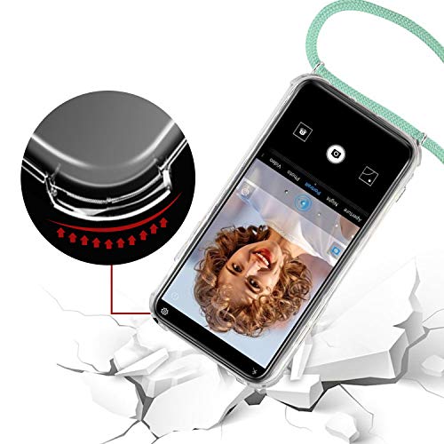 Ingen Funda con Cuerda para Huawei P Smart Z - Carcasa Transparente TPU Suave Silicona Case con Colgante - Verde