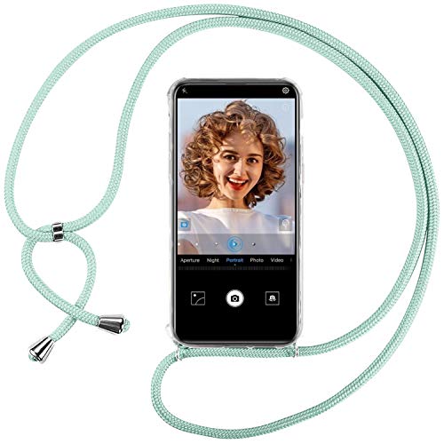Ingen Funda con Cuerda para Huawei P Smart Z - Carcasa Transparente TPU Suave Silicona Case con Colgante - Verde