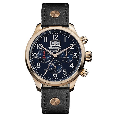 Ingersoll Men's The Delta Quartz Watch with Blue Dial and Black Leather Strap I02401