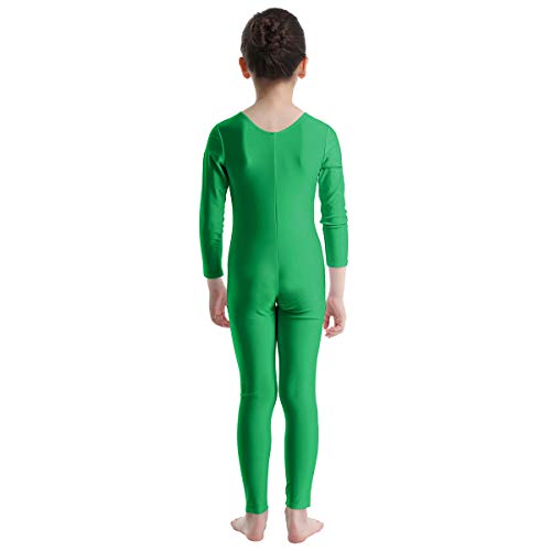 inhzoy Mono de Danza Ballet para Niña Manga Larga Elástico Maillot Leotardo de Gimnasia Rítmica Jumpsuit Patinaje Artístico Ropa Deporte Yoga Fitness Verde 5-6 años