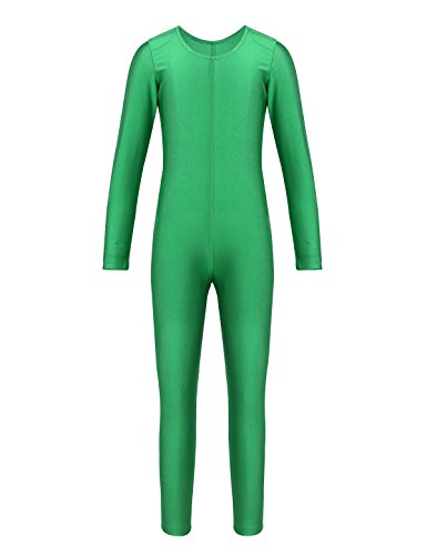 inhzoy Mono de Danza Ballet para Niña Manga Larga Elástico Maillot Leotardo de Gimnasia Rítmica Jumpsuit Patinaje Artístico Ropa Deporte Yoga Fitness Verde 5-6 años