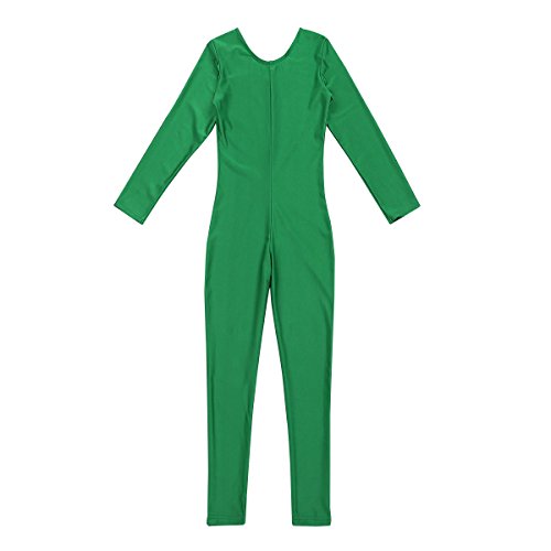 inhzoy Mono de Danza Ballet para Niña Manga Larga Elástico Maillot Leotardo de Gimnasia Rítmica Jumpsuit Patinaje Artístico Ropa Deporte Yoga Fitness Verde 5-6 años