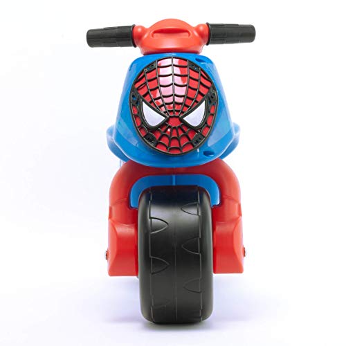 INJUSA - Moto Correpasillos Neox Spiderman Color Azul Licenciada con Decoración Permanente y Asa de Transporte Recomendada a Niños +18 Meses