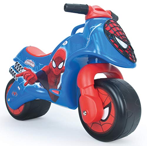 INJUSA - Moto Correpasillos Neox Spiderman Color Azul Licenciada con Decoración Permanente y Asa de Transporte Recomendada a Niños +18 Meses