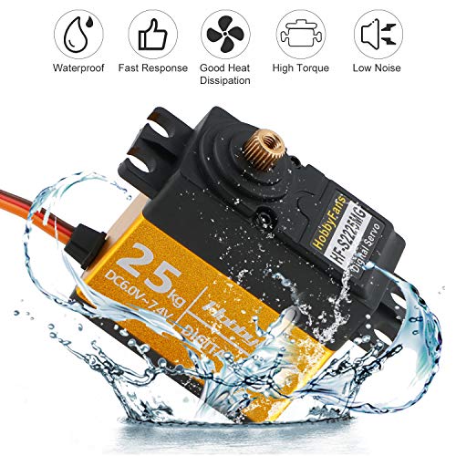 Innovateking-EU Servo Digital 25kg Engranaje de Metal Completo Alto par a Prueba de Agua con Brazo de servo 25T para ángulo de Control de Robot de Coche RC 180