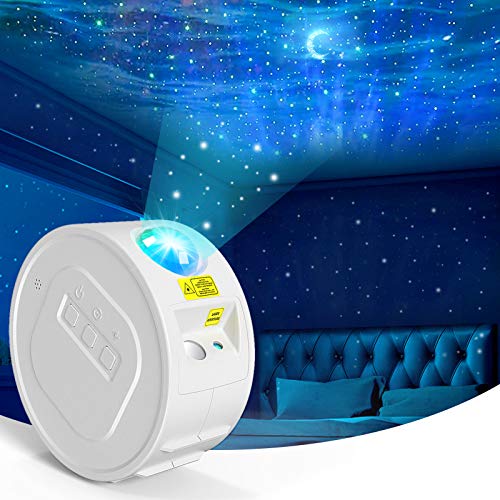 INPHER Proyector LED de Estrellas,Proyector Luna Estrella y Onda de Agua Lámpara de Proyector de Luz Nocturna,Lámpara Decoración para Fiestas Adecuado para Bebe y Niños