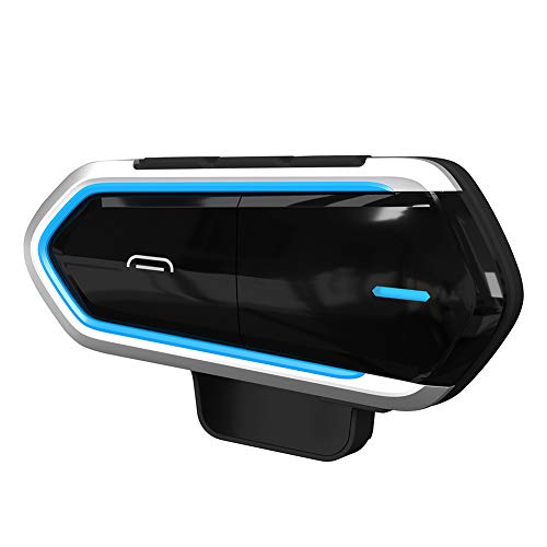 Intercom - Auricular inalámbrico para Motocicleta (Bluetooth, Resistente al Agua, con Radio FM, Reproductor de MP3), Azul, Tamaño Libre