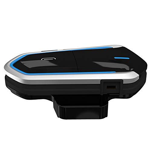 Intercom - Auricular inalámbrico para Motocicleta (Bluetooth, Resistente al Agua, con Radio FM, Reproductor de MP3), Azul, Tamaño Libre