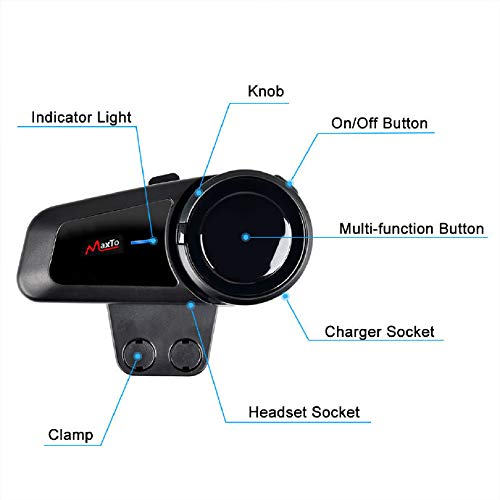 Intercomunicador Bluetooth para motocicleta con radio FM, 5.0 Bluetooth para casco de motocicleta con comunicación con cancelación de ruido hasta 6 conductores con cancelación de ruido (1 juego)